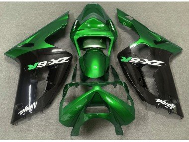 Glänzend Grün & Schwarz 2003-2004 Kawasaki ZX6R Motorrad Verkleidung